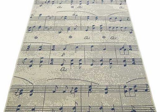 This fantastic hardwearing flatweave rug has been designed to incorporate a classical musicians score. a sure focal point to any living space. 100% polypropylene. Non-slip backing. Clean with a sponge and warm soapy water. Size L120. W170cm. Weight 2