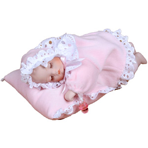 Unbranded Musical Baby Girl Asleep on a Pillow Pink