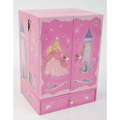 This Lucy Locket Musical Princess Wardrobe is hand-decorated in a princess and castle design. It has
