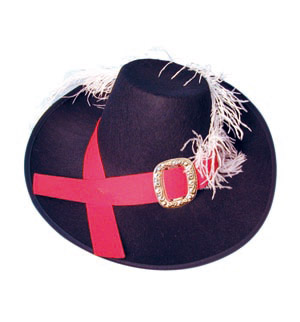 Musketeer hat with feather, black