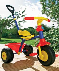 Tricycle.Weight restriction 25kg.Size (H)94, (W)44, (D)86cm.Made from metal and plastic.Metal frame.