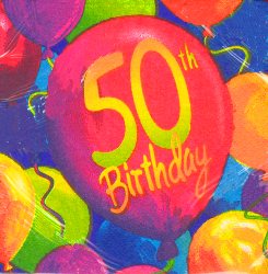 Napkins - Beverage - 50th - Painted Balloons