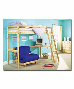 Natural Pine 3ft High Sleeper with Desk- Sit and Sleep