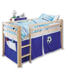 Natural Pine Mid-Sleeper with Blue footie; Tent