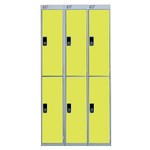 Nest Of Three 2-Door Lockers-Grey With Yellow Doors