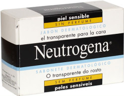 A transparent, fragrance-free dematological soap bar
