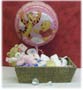 An ideal gift for a new born baby. The hamper includes a balloon, a teddy bear, Johnsons baby Soap,