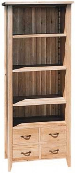Unbranded New Court Oak Slim Bookcase with 4 Drawers