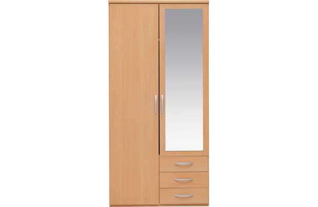 Unbranded New Hallingford 2 Door Mirrored Wardrobe - Beech