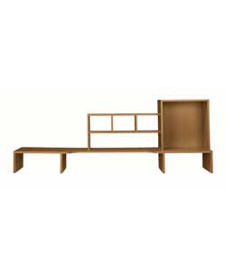 Assembled size (H)59.2, (W)161, (D)40cm.Beech finish modular office furniture with chunky, rounded e