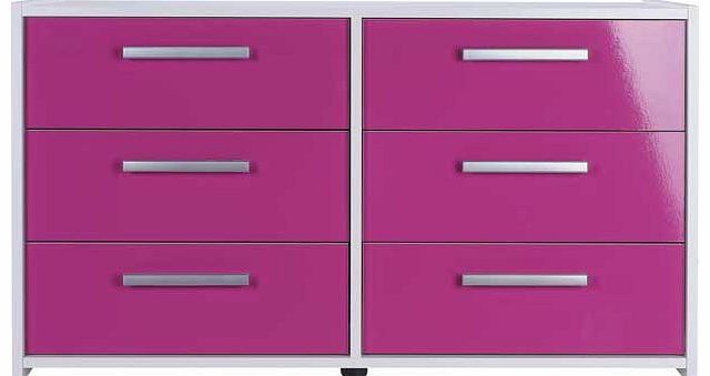 Combining a gloss finish. clean lines and sleek metal handles. the New Sywell range is sure to bring any bedroom up to date. The perfect home for your clothing collection. this stunning and vibrant 3+3 drawer chest will really add a modern edge to yo