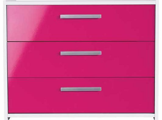 Combining a gloss finish. clean lines and sleek metal handles. the New Sywell range is sure to bring any bedroom up to date. The perfect home for your clothing collection. this stunning and vibrant three drawer chest will really add a modern edge to 