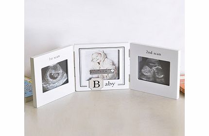 This gorgeous New View Triple Baby Scan Photo Frame has got to be the perfect place to proudly display your 1st scan 2nd scan and arrival pictures within.There are three square matt white photo frames which have been joined by hinges this way they ca