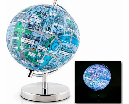 Night Light Globe of LondonThis beautiful highly detailed globe night light depicts all the major landmarks and tourist sites of the great city of London. It also features major streets and some of the famous characters associated with it. From Bucki