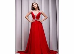 Unbranded Noble V-neck Evening Dresses Formal Evening Red