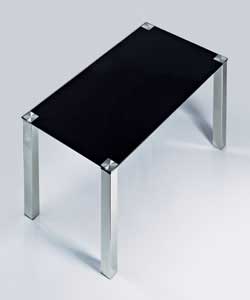 Size (L)100, (W)50, (H)45cm.Chrome metal and black glass coffee table.Self assembly: 2 people recomm