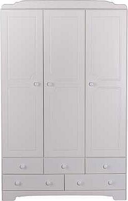 Nordic 3 Door 5 Drawer Wardrobe - White