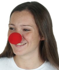 A comfortable red foam nose for dressing as a clown. The foam grips your nose so there is no need