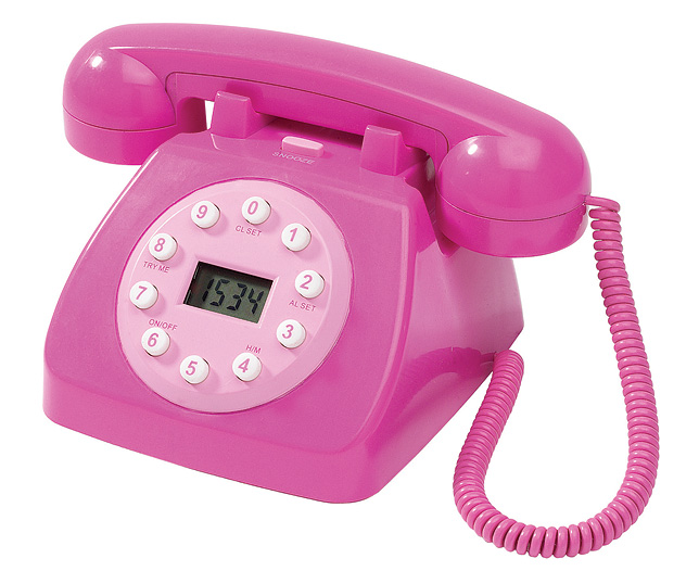 Unbranded Nostalgic Phone Alarm Clocks, Pink