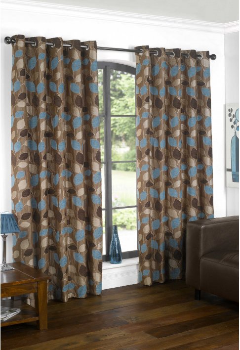 Unbranded Notley Teal Lined Eyelet Curtains