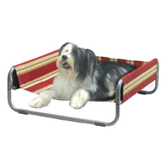 The NOZtoNOZ SofBed is an indoor and outdoor "hammock"-style pet bed. Its heavy-duty, powder coated 