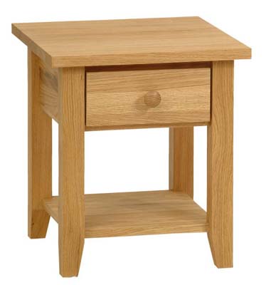 OAK VENEER SIDE TABLE WITH METAL RUNNER DOVETAILED DRAWER IN A NATURAL OIL FINISH FROM THE