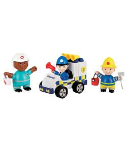 Unbranded Odd-Bodz Police Vehicle and 3 Figures Play Set
