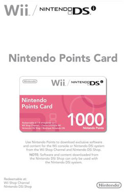 Unbranded Official Nintendo Points Card - 1000