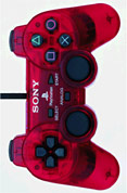 The cool red DualShock 2 features analogue and digital control in addition to the patented vibration