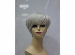 Cap Construction : Machine-made hair Color Shown : Offwhite Hair Texture : Short hair Straight Occasion : Cosplay Party Gender : Women Style : European Wigs Length (Inch) : 11 Fiber : Synthetic Bang : Yes