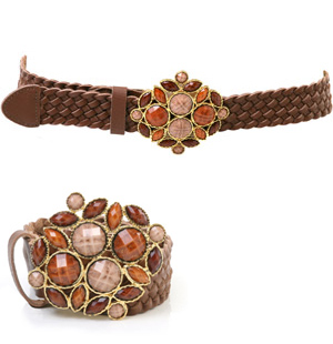 Jeans or trouser belt featuring stone detail on flower shaped buckle. The woven Oflower belt is the 