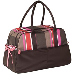 A polyester printed canvas carry all in chocolate