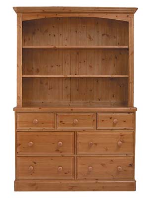 PINE 4FT 6IN OPEN TOP DRESSER WITH DRAWERS.THE DRAWERS HAVE DOVETAILED JOINTS WITH TONGUE AND