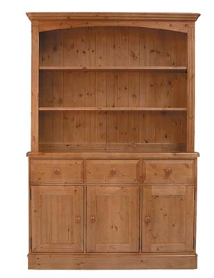 PINE 4FT 6IN OPEN TOP DRESSER.THE DRAWERS HAVE DOVETAILED JOINTS WITH TONGUE AND GROOVED BASES.ALL