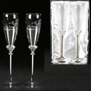 Unbranded On Your Engagement Silver Stem Champagne Glasses