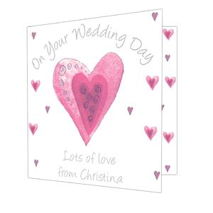 Unbranded On Your Wedding Day Pink Heart Card