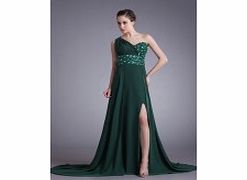 Unbranded One-shoulder Sweetheart Pleat Empire Beading