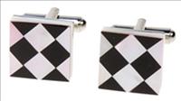 Unbranded Onyx/Pink MOP Harlequin Cufflinks by Simon Carter