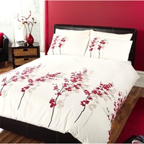 Unbranded Oriental Flower Red Quilt Cover Set King Size