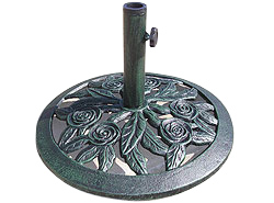 This opulent antique finish green arboreta parasol base flatters any of our range of smaller