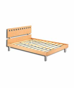 Frame only. European styled beech effect bed with