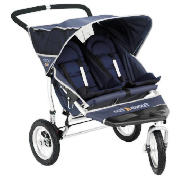 Unbranded OutnAbout Nipper Double 360 Pushchair, Navy
