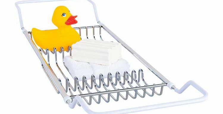 This chrome plated bath rack is just the thing for a long hot relaxing soak. It stores your accessories to ensure they are well within reach while in the bath tub and has textured handles to prevent it slipping. Made from chrome plated. Size H9. W83.