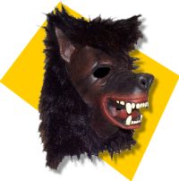 Overhead Mask with Hair Black Wolf