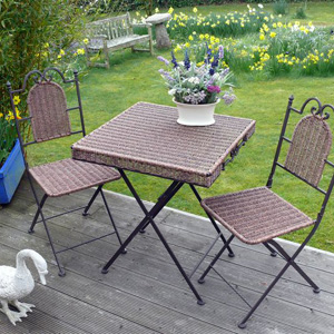 Unbranded P.U. Rattan Square Table and 2 Chairs