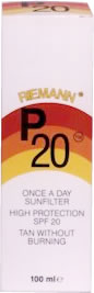 Riemann P20 Once-a-Day Sunfilter protects from sunburn while giving you a gentle, slow, golden tan