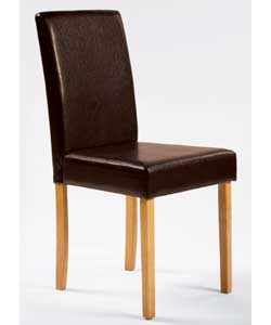 Unbranded Pair Brown Leather Effect Dining Chairs