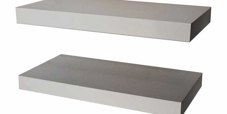 This pack of two 40cm wide high gloss white wall shelves are the sleek and practical solution for wall storage. These chunky shelves appear to float thanks to the concealed wall mounting brackets and can be used in any room in the home. Use as a sing