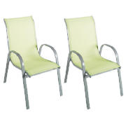 Unbranded Pair of Antigua Stacking Chairs, Lime