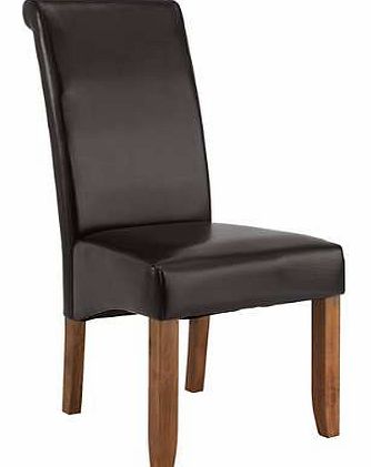 These every popular Roll Back Dining Chairs in dark brown faux leather with solid oak legs will blend perfectly with our Dining Tables. Dining Chairs Features: Set of 2 FSC wood/faux leather Minimal self assembly - legs need to be attached Dimensions
